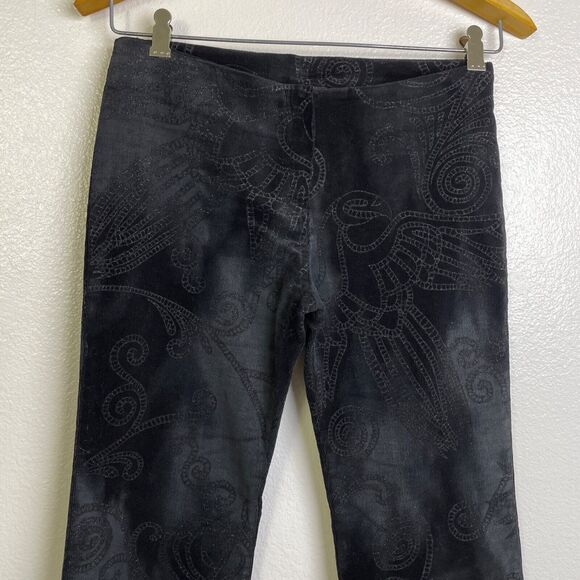 Vintage 90s Y2K Bebe Flare Leg Pants Size M Black Gray Metallic Eagle Low Rise - Picture 6 of 7